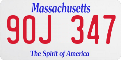 MA license plate 9OJ347