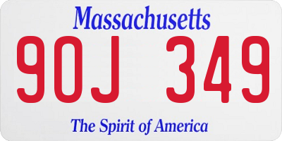 MA license plate 9OJ349