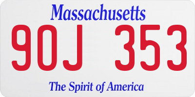 MA license plate 9OJ353