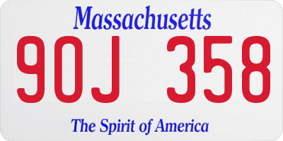 MA license plate 9OJ358