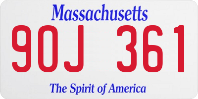 MA license plate 9OJ361