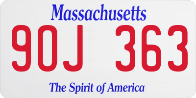 MA license plate 9OJ363