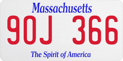 MA license plate 9OJ366