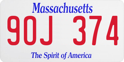 MA license plate 9OJ374