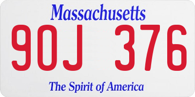 MA license plate 9OJ376