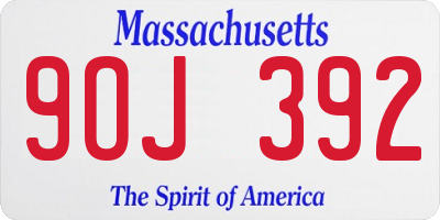 MA license plate 9OJ392