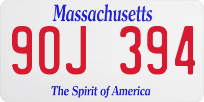 MA license plate 9OJ394