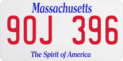 MA license plate 9OJ396