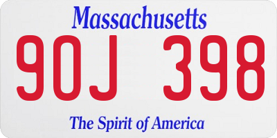 MA license plate 9OJ398