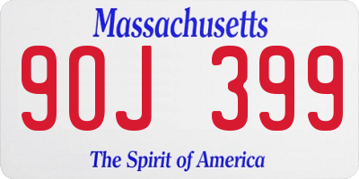 MA license plate 9OJ399