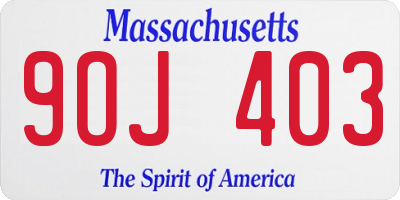 MA license plate 9OJ403