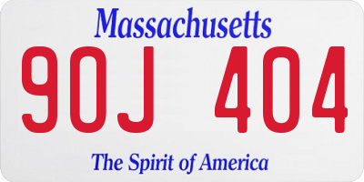 MA license plate 9OJ404
