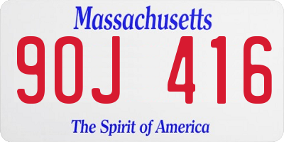 MA license plate 9OJ416