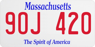 MA license plate 9OJ420