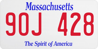 MA license plate 9OJ428