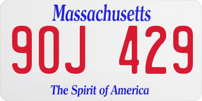 MA license plate 9OJ429