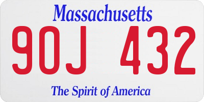 MA license plate 9OJ432
