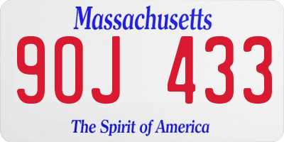MA license plate 9OJ433