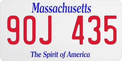 MA license plate 9OJ435