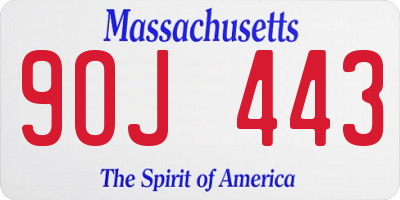 MA license plate 9OJ443