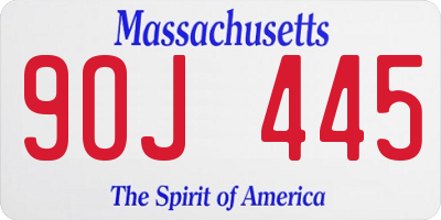 MA license plate 9OJ445