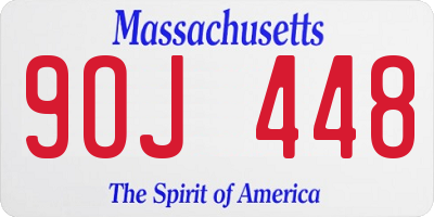 MA license plate 9OJ448