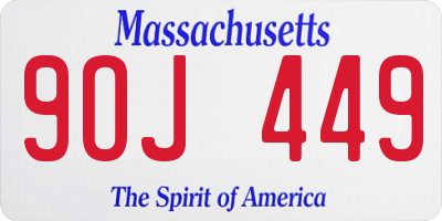 MA license plate 9OJ449