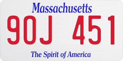 MA license plate 9OJ451