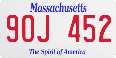MA license plate 9OJ452