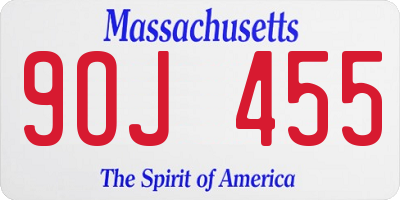 MA license plate 9OJ455