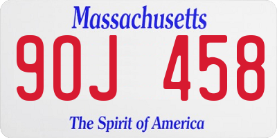 MA license plate 9OJ458