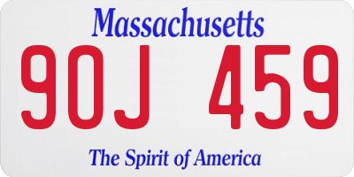 MA license plate 9OJ459