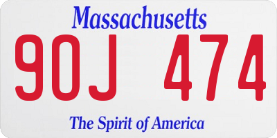MA license plate 9OJ474