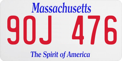 MA license plate 9OJ476