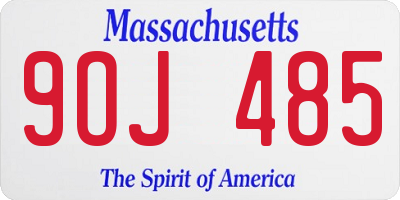 MA license plate 9OJ485