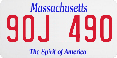 MA license plate 9OJ490