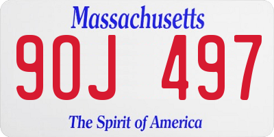 MA license plate 9OJ497