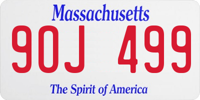 MA license plate 9OJ499