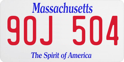 MA license plate 9OJ504