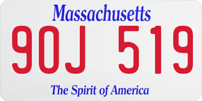 MA license plate 9OJ519