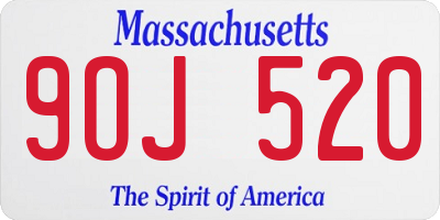 MA license plate 9OJ520