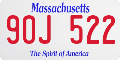 MA license plate 9OJ522