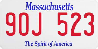 MA license plate 9OJ523