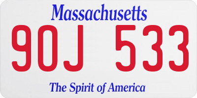 MA license plate 9OJ533
