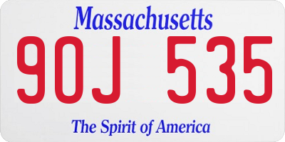 MA license plate 9OJ535