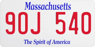 MA license plate 9OJ540