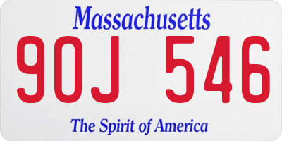 MA license plate 9OJ546