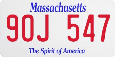 MA license plate 9OJ547