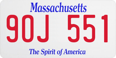 MA license plate 9OJ551