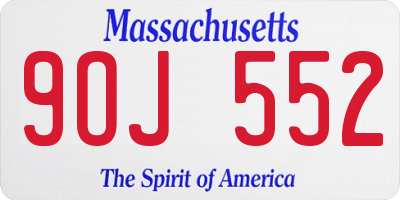 MA license plate 9OJ552